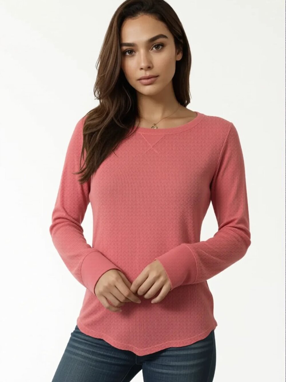 Gap Fit Women’s Bright Coral Long Sleeve Tee – Size XS